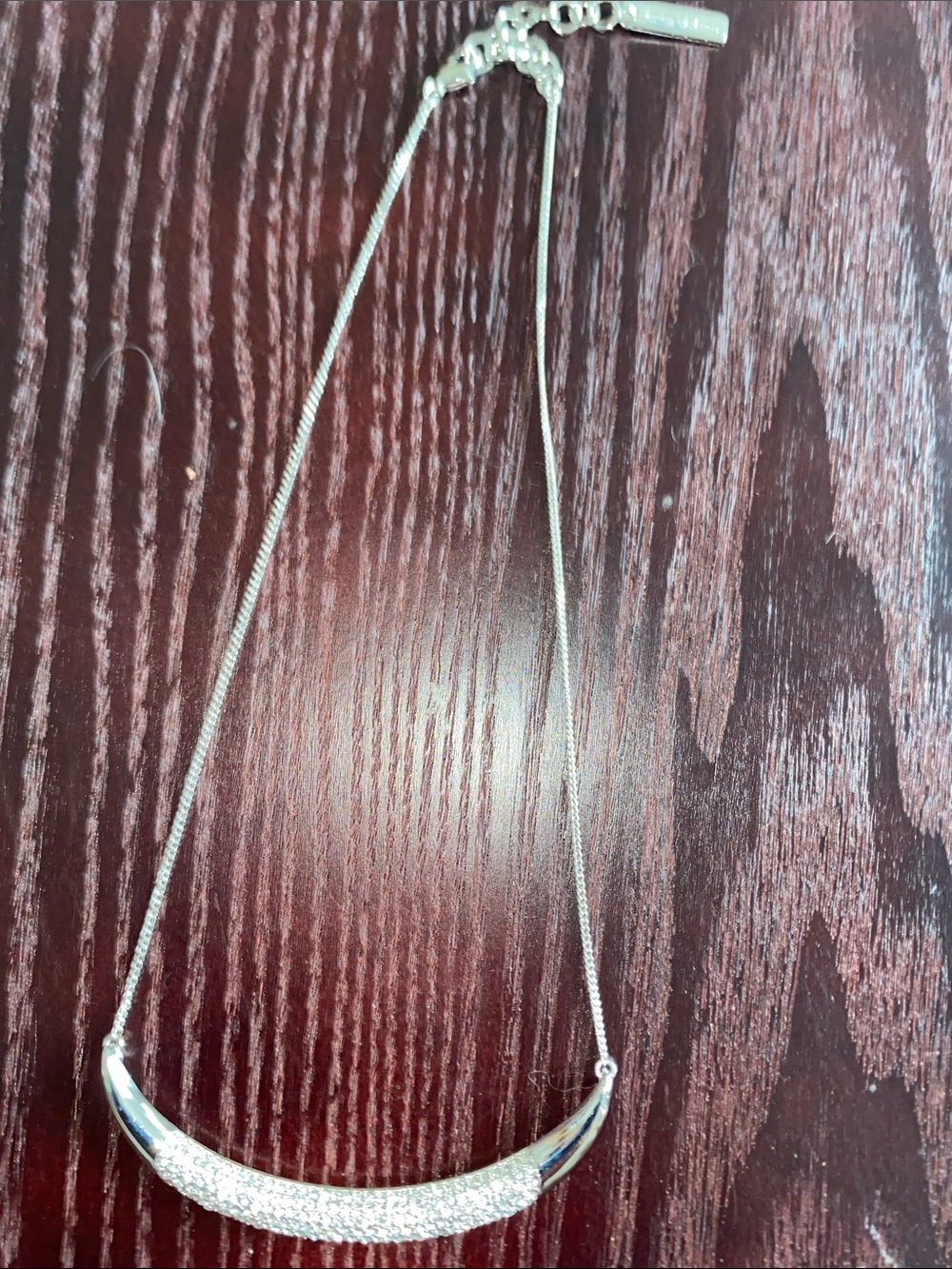 Vintage Vince Camuto Silver Pavé Crescent Pendant Necklace - Women Jewelry